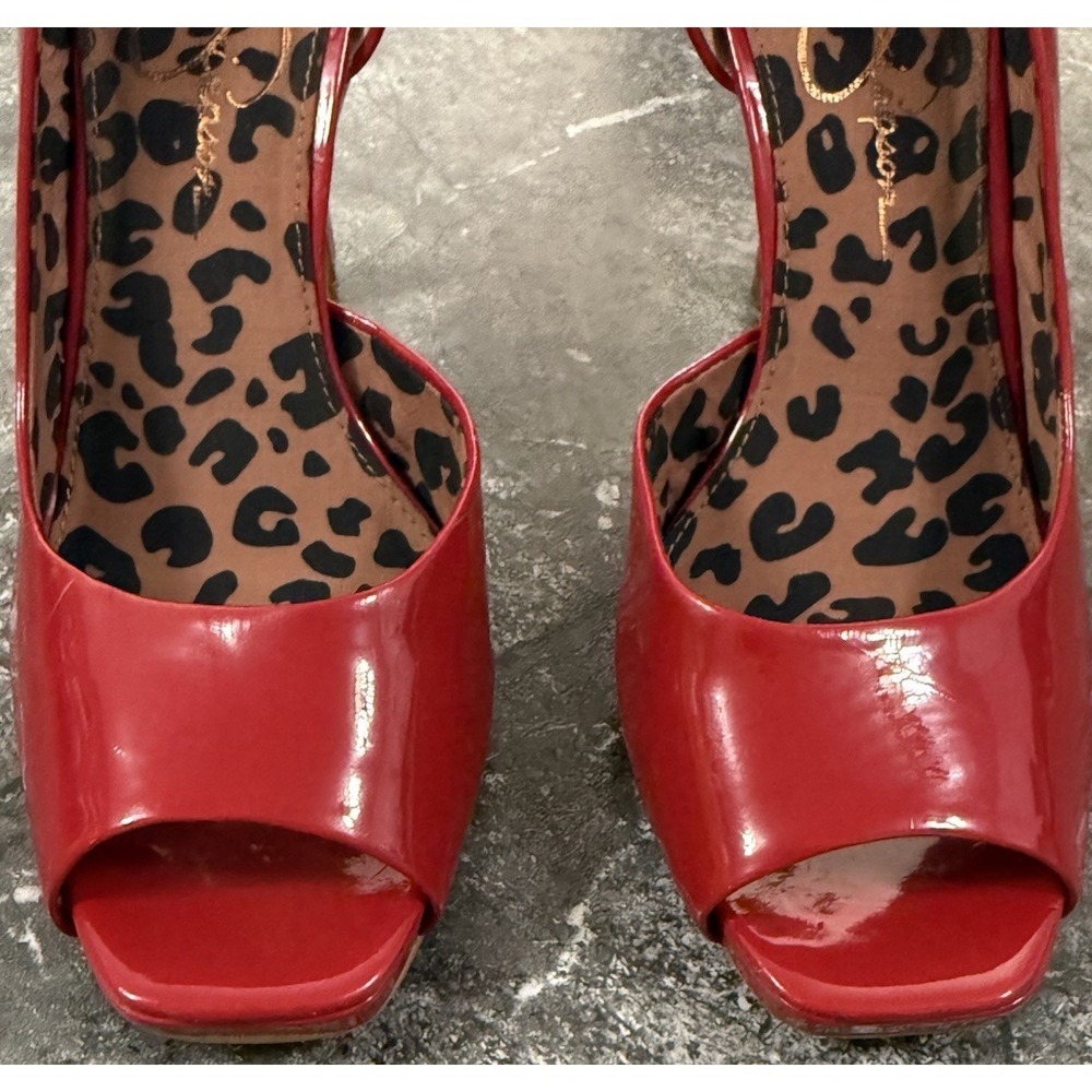 Jessica Simpson Red Patent Peep-Toe High Heels - Picture 5 of 10